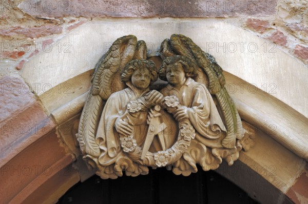 Angel's coat of arms with sign of the master builder Madern Gerthener around 1360- 1430 above the