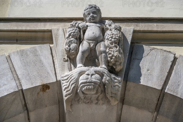 Sculpture above the main entrance of Dürer-Gymnasium, Sielstr. 17, Nuremberg, Middle Franconia,
