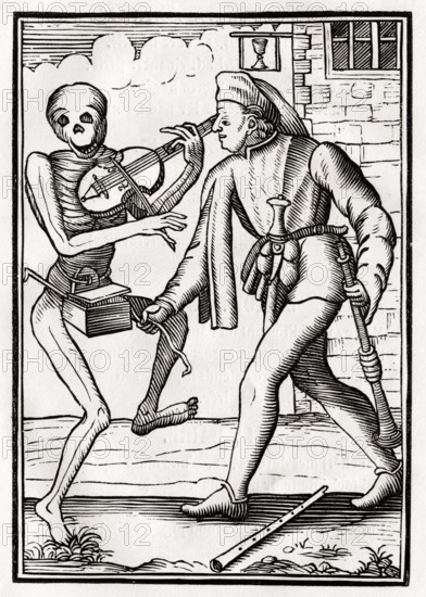 Der Tod kommt zum Musikanten Aus Der Todten Tanz oder Der Totentanz, Basel 1843, Death comes to the