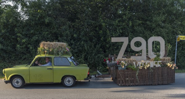 Trabant with festive trailer for the 790th anniversary of the village of Vitense,