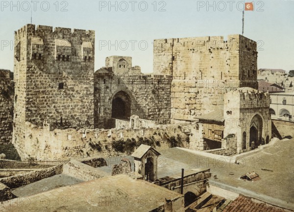 Tower of David, Jerusalem, Palestine, Israel, Holy Land, photochrome print around 1890, Asia