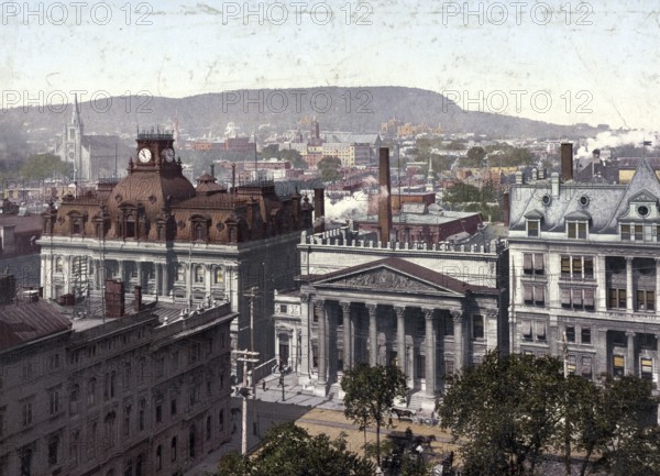 Montreal from Church of Notre Dame, Canada, Historic, digitally restored reproduction from a 19th