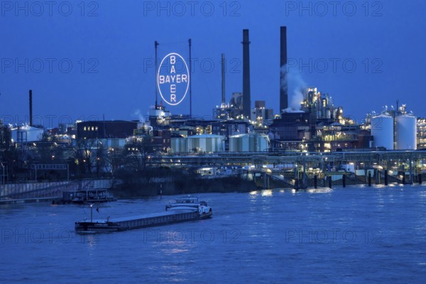 Backdrop of Chempark Leverkusen, Bayer Leverkusen, chemical park, chemical plant, river Rhine,