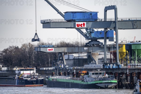 Uct Umschlag Container Terminal, harbour in Dormagen, on the Rhine, North Rhine-Westphalia,