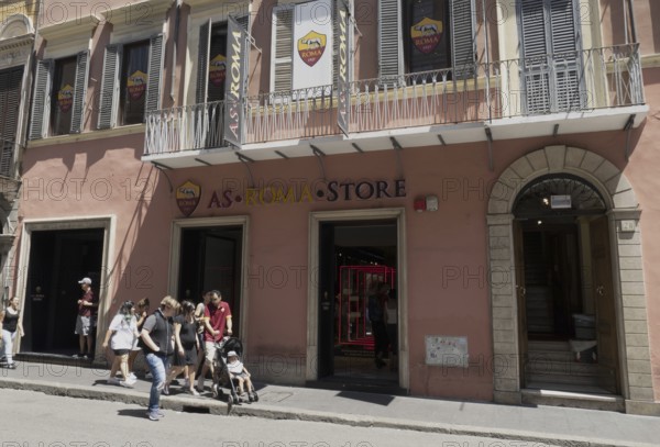 AS Rome football club fan shop in the historic centre of Rome, Italy, Europe