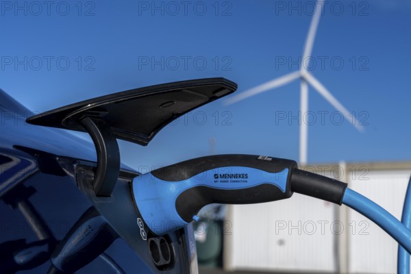 Electric car fast charging station, from the Dutch provider PowerGo, in the ferry harbour of