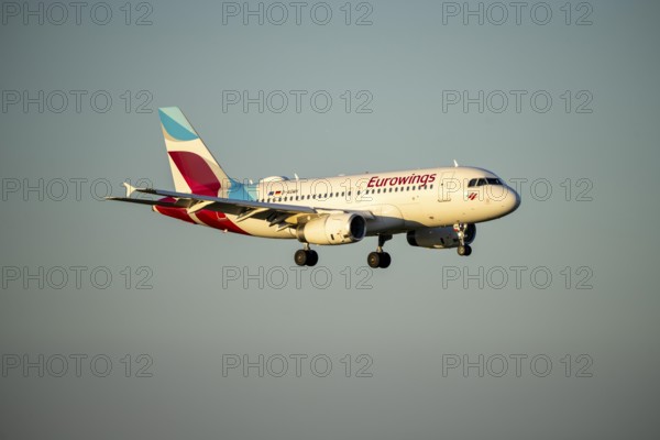 Eurowings Airbus A319-132 landing at Cologne-Bonn Airport, CGN, North Rhine-Westphalia, Germany,