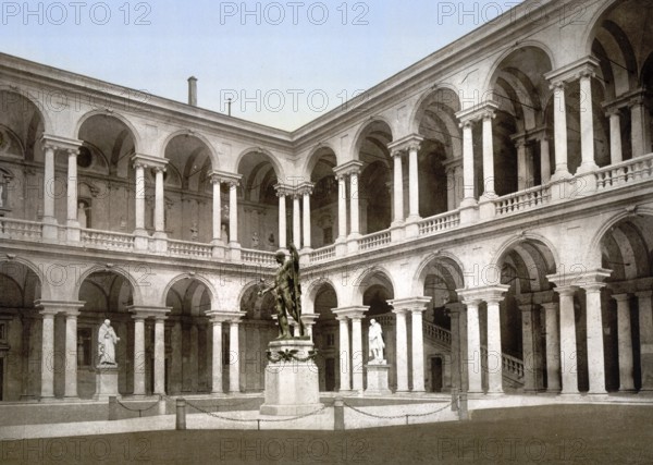 Der Hof von Brera, Innenhof des Palazzo Brera, Mailand, Italien, The Court of Brera, Brera Palace