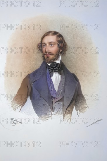 Pr. Vassili Viktorovitch Kotchoubey (1812-1850), Historical, digitally restored reproduction from a