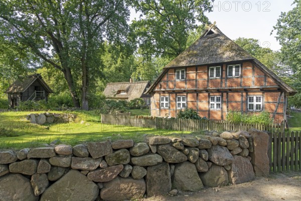 Heidemuseum Dat ole Huus, Low German hall house, Wilsede, Bispingen, Lüneburg Heath, Lower Saxony,
