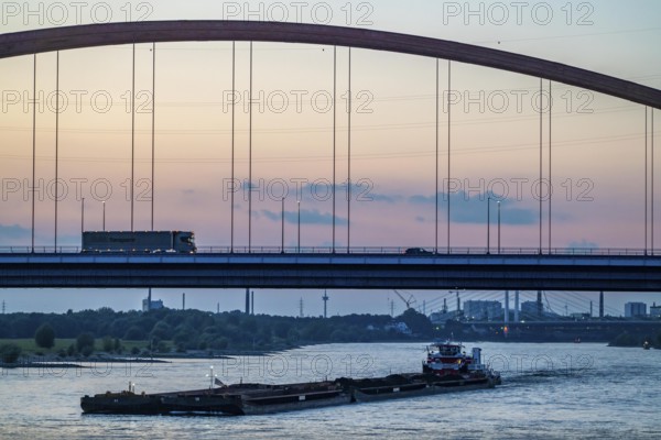 The Bridge of Solidarity, the longest tied-arch bridge in Germany, over the Rhine from