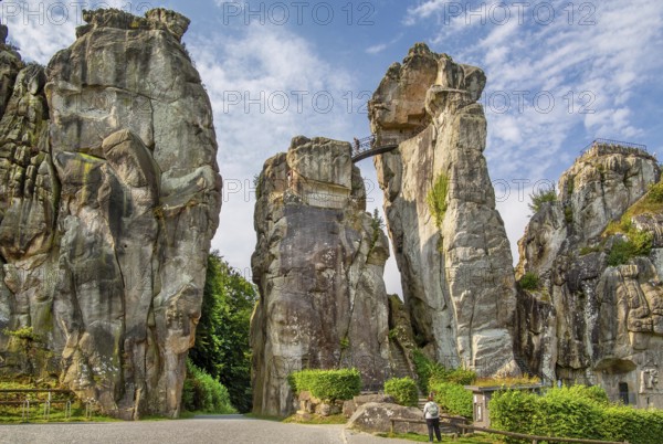 Externsteine, sandstone rock formation. Horn-Bad Meinberg, Teutoburg Forest, North