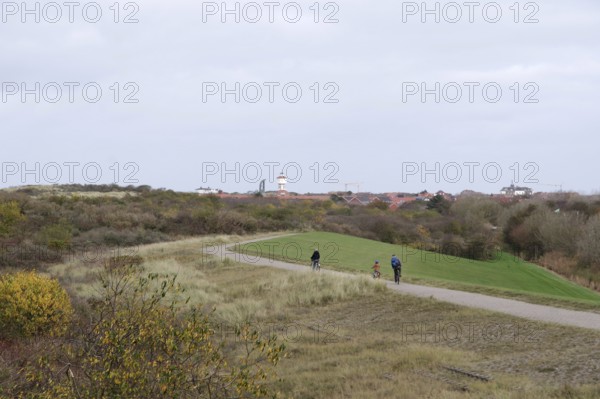 Landscape, dunes, water tower, Lower Saxon Wadden Sea National Park, Langeoog, Lower Saxony,