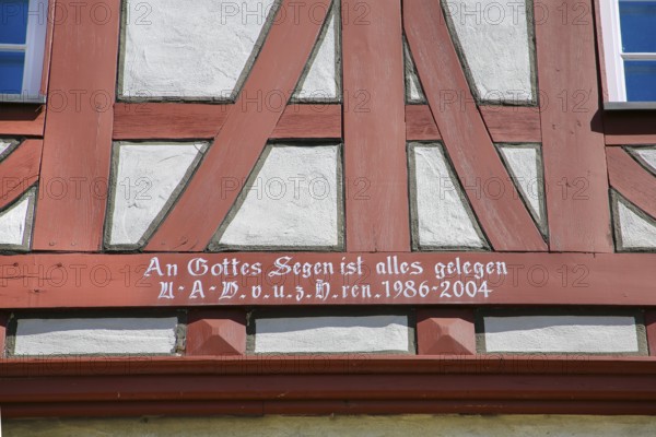 Varbüler Castle, Hemmingen Castle, the new building, half-timbered, scripture, God's blessing is