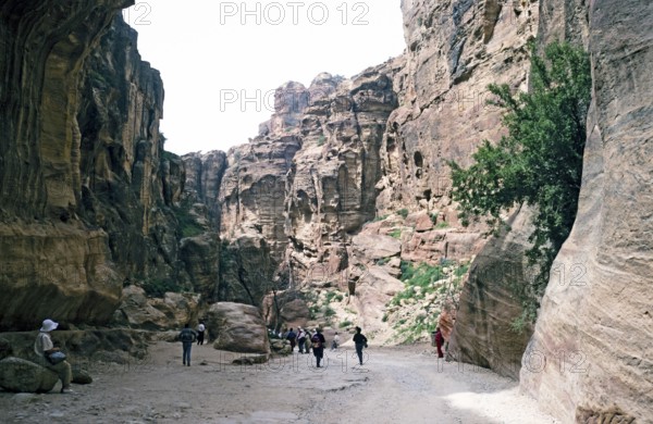 Tourists on their way to the most important archaeological site in Petra, Jordan, 1998, Asia