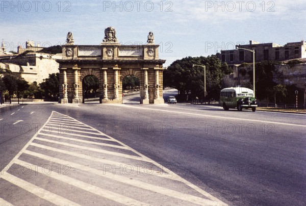 Porte des Bombes arch built in 1721, Floriana, Valetta, Malta, Europe, 1960, Europe