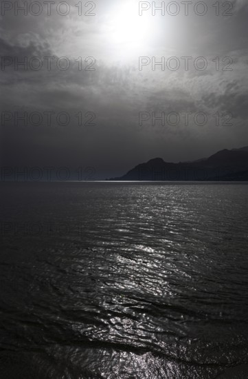Sunset on the beach of Plakias, south coast, Crete, Greece, Europe