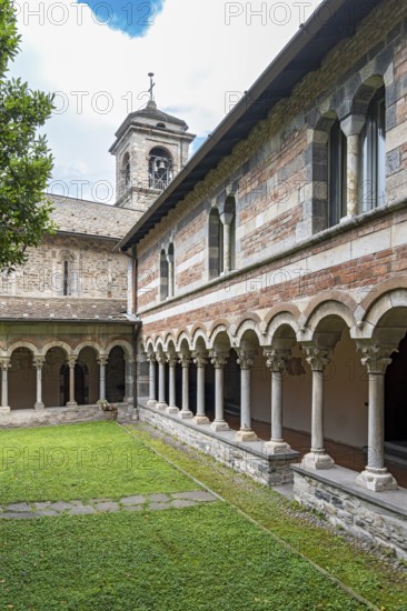 Cloister of Cistercian Abbey of St. Mary of Piona, Lecco, Lake Como, Lago di Como, Italy, Europe