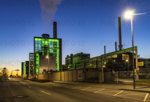 The Lausward combined heat and power plant in Düsseldorf, gas and steam turbine power plant,