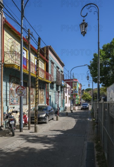 La Boca, Buenos Aires, Argentina, colourfully painted houses in the harbour district around the El