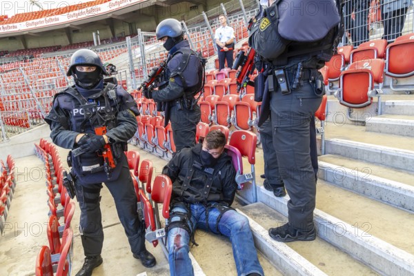 Baden-Württemberg police anti-terror exercise in the stadium. In the run-up to the European