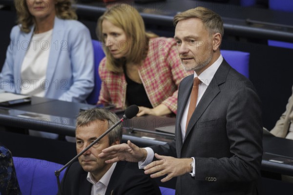 Christian Lindner (FDP), Federal Minister of Finance, recorded during his opening statement in the