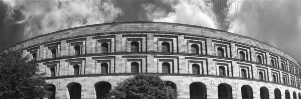 Exterior view of the unfinished Kogresshalle on the Nazi Party Rally Grounds during the Nazi era,