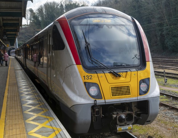 British Rail Class 720 Bombardier Aventra Electric Multiple Unit passenger train at Ipswich railway