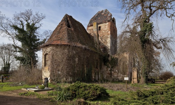 Schrenz near Bitterfeld village church from NO 86539 medieval single-nave quarry stone building in