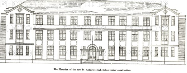 Catholic Community Elevation of new St Andrew's High School under construction, India, Asia