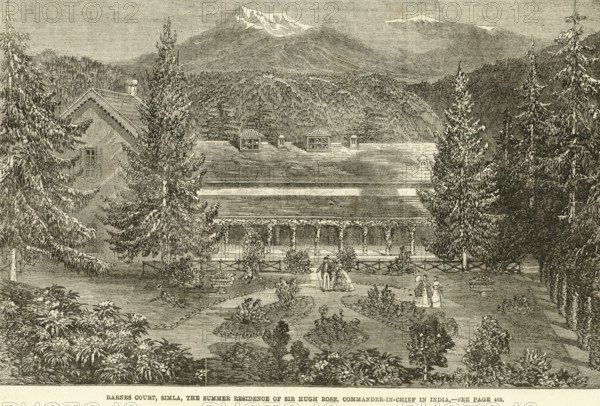 Barnes Court, the summer residence of Sir Hugh Rose, Commander-in-chief of India, Simla, Shimla,