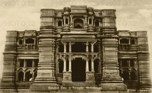 Old picture postcard of govind dev ji temple, Brindaban Vrindavan, Mathura, Uttar Pradesh, India,
