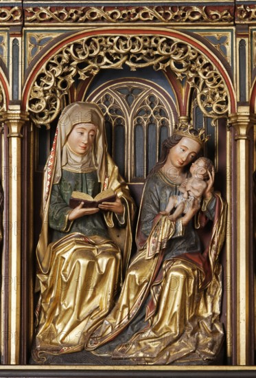 Altar of St Anne in the southern side choir, detail Maria and Anna, St, Saint, Saint