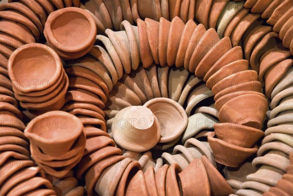 Earthenware terracotta oil lamps on diwali deepawali festival