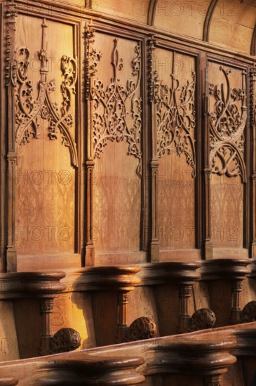 Choir stalls, (1505-1508), late Gothic tracery, St., Sankt, Saint