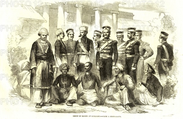 Military and munity mutiny views group of Sepoy's soldiers at Lucknow, Uttar Pradesh, India, Asia