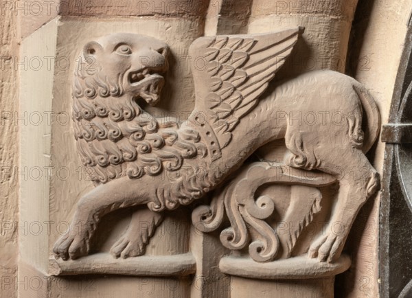 Mainz, St Martin's Cathedral, Capitals to the south of the east choir, Winged Lions Evangelist Mark