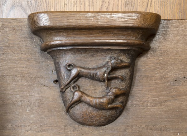 Late Gothic choir stalls with stag hunt, St., Saint, Saint