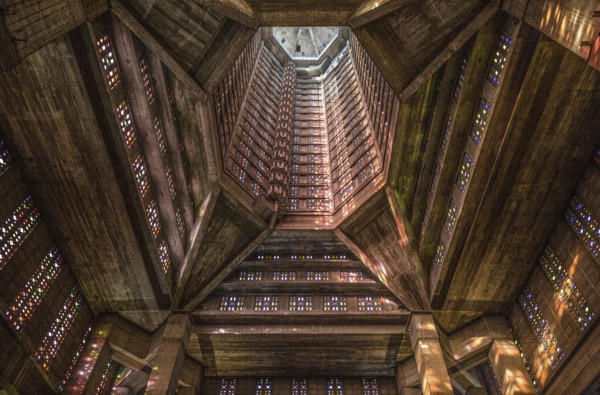 Le Havre, Church of St Joseph, 1950s by Auguste Perret, view of the interior of the tower, St,