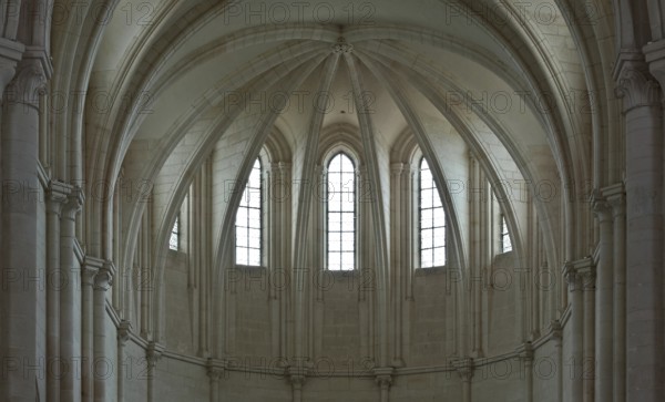 Pontigny Abbey Church High Choir. Vaults and windows of the high choir built 1145-1206, St., Sankt,