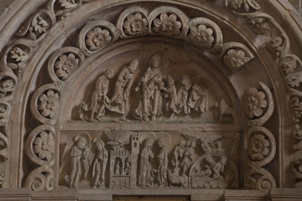Vezelay, Basilica of Ste-Marie-Madeleine. Interior. Porch south side portal depicts the childhood
