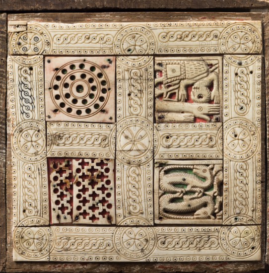 Werden reliquary, supporting altar, 13th century, reliefs made from walrus tusk
