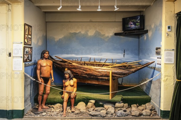 Aboriginal bark canoe from Tierra del Fuego in the Ethnographic Museum, Ushuaia, Argentina, South