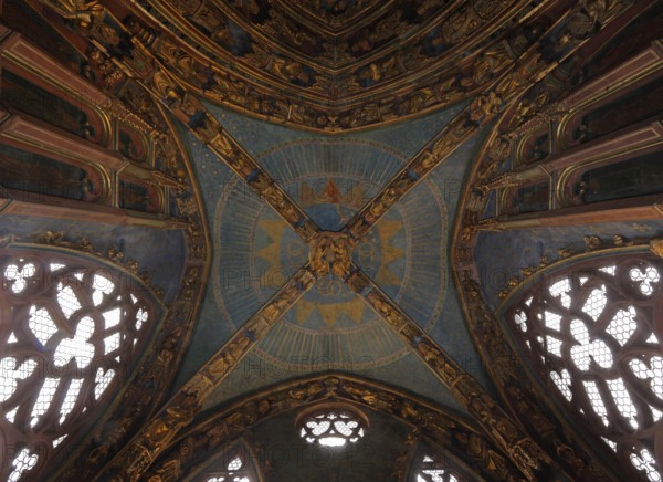 Porch, view into the vault, church built under Emperor Charles IV in 1355 - 1358 as the first