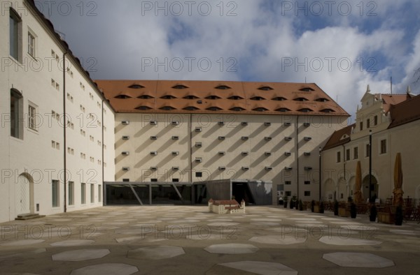 Freiberg/Saxony Freudenstein Castle courtyard with a view of the mountain archive