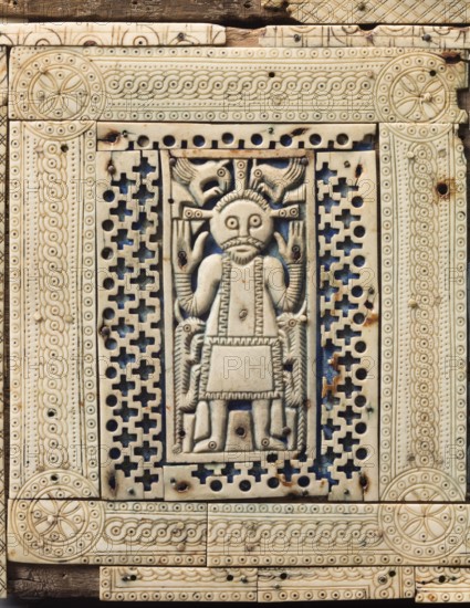 Werden reliquary, supporting altar, 13th century, reliefs made from walrus tusk