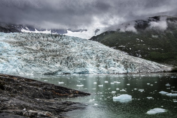 Pia Glacier, Cordillera Darwin, north-east foothills of the Beagle Channel, Tierra del Fuego,