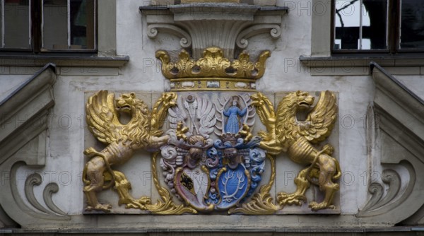 Coat of arms on the Old Castle, alliance coat of arms of the von Dohna and von Callenberg families