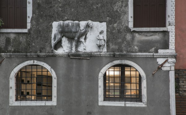 Italy Venice Palazzo Mastelli -440 early Gothic built in the 14th century above the plinth on the
