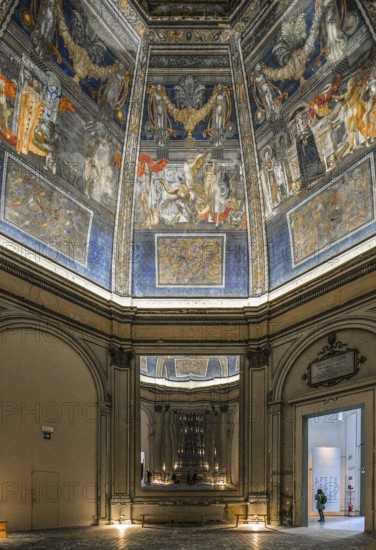 Venice, Biennale grounds, Central Pavilion built 1894-95 by Enrico Trevisanato, dome painting THE